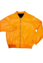 orange leather bomber jacket
