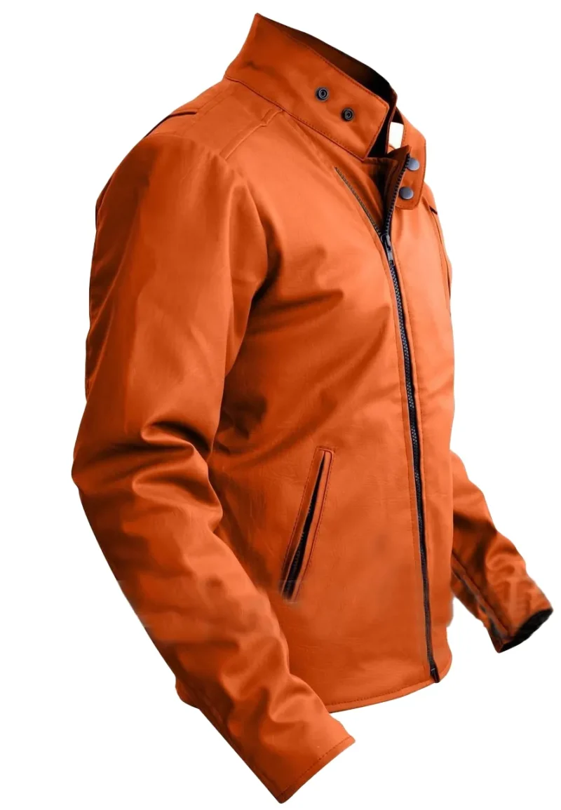 orange leather jacket mens
