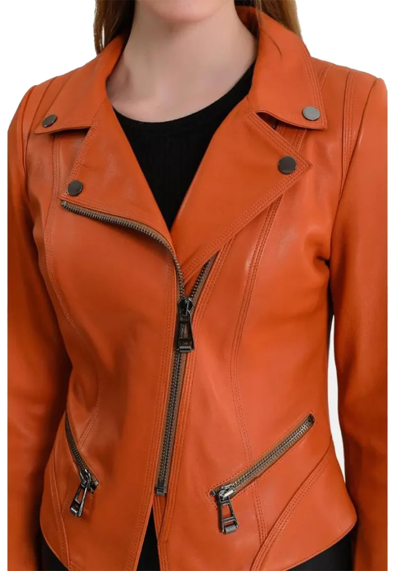 orange motorcycle jacket womens