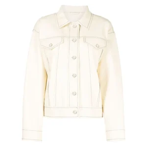 oversized cream leather jacket