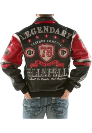 pelle pelle black red encrusted studded jacket