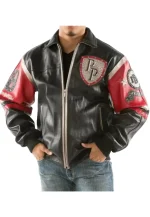 pelle pelle black red encrusted studded leather jacket