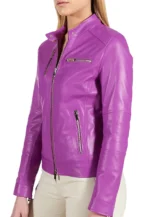 purple biker leather jacket
