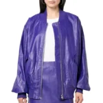 purple bomber jacket leather