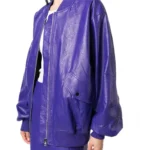 purple bomber jacket outfit
