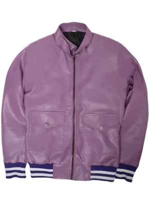 purple bomber leather jacket
