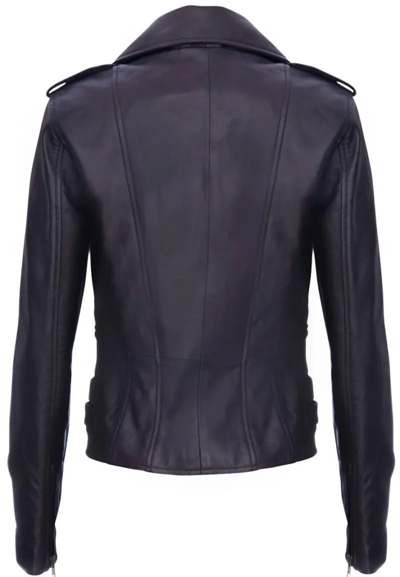 purple leather biker jacket