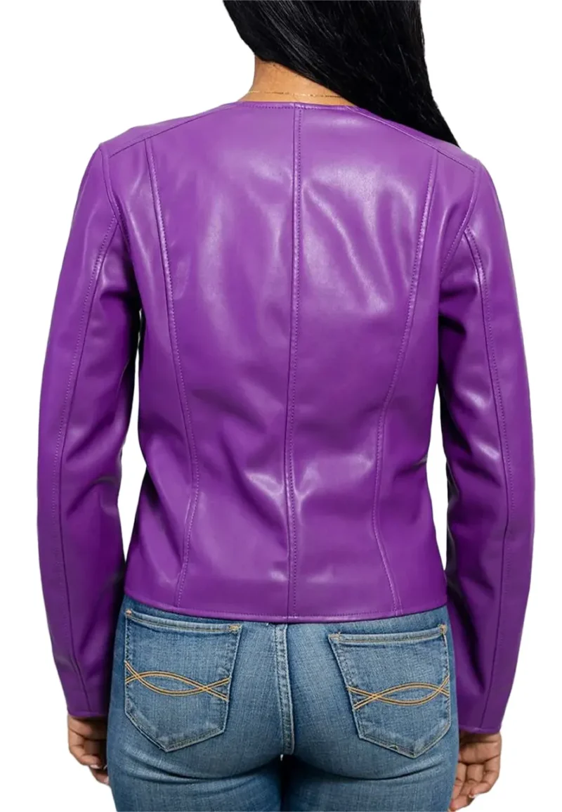 purple leather biker jacket