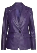 purple leather blazer
