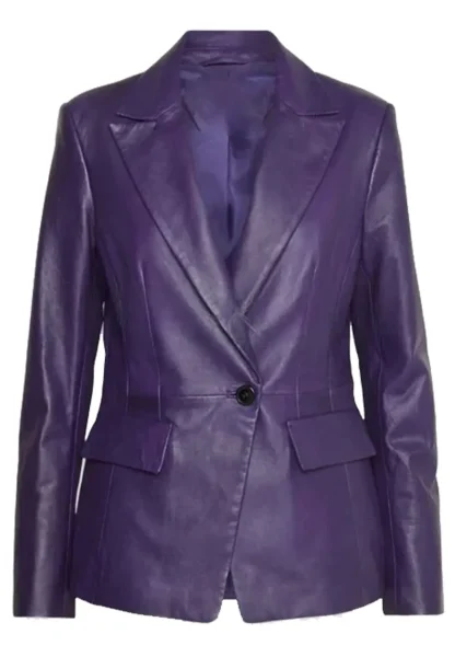 purple leather blazer