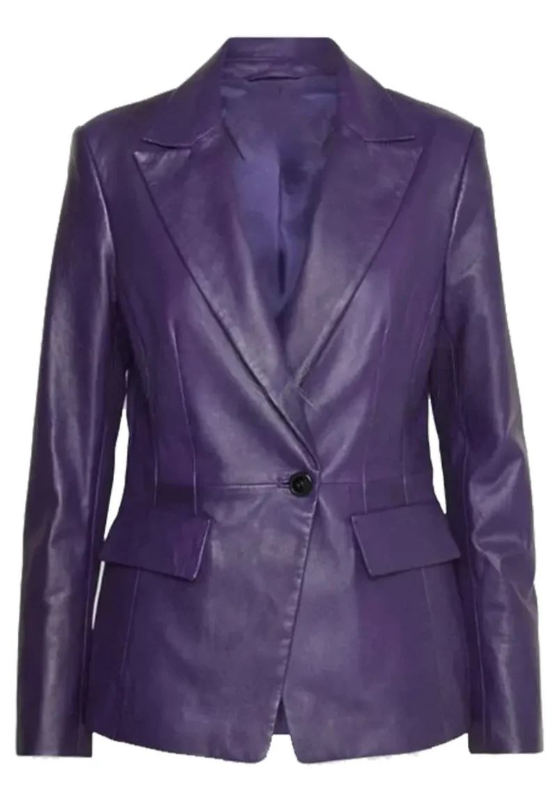 purple leather blazer
