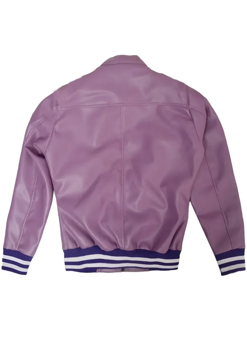 purple leather bomber jacket