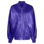 purple leather bomber jacket