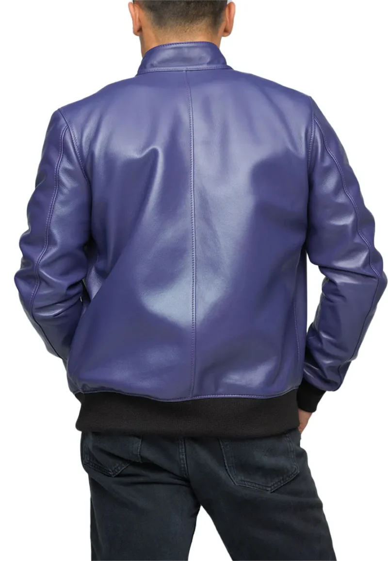 purple leather bomber jacket