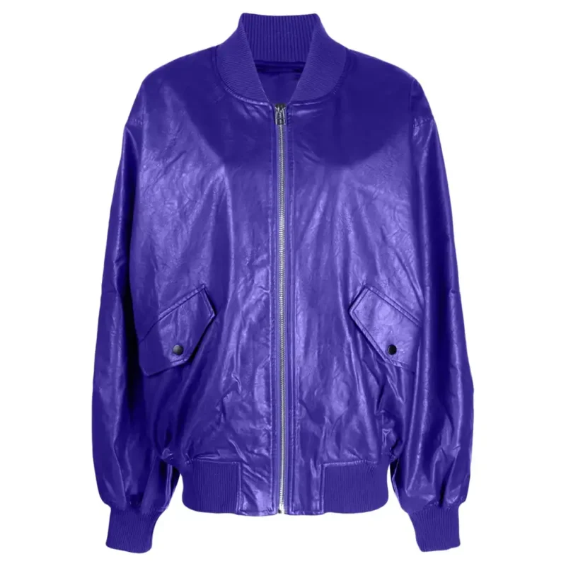 purple leather bomber jacket