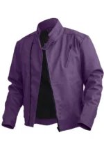 purple leather moto jacket