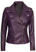 purple leather motorcycle jacket