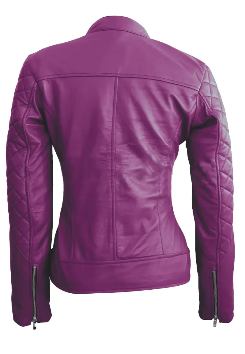 purple quilted jacket