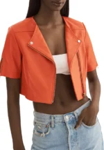 short sleeve leather jacket