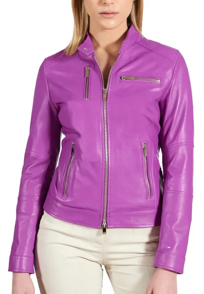 slim fit leather biker jacket