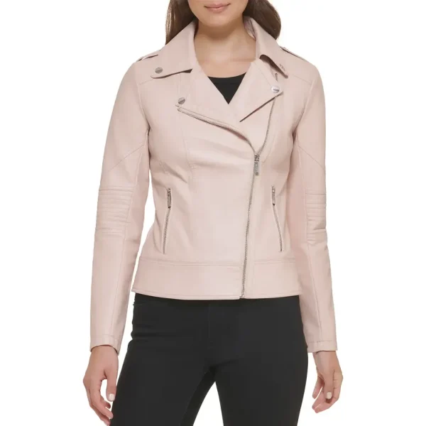 slim fit leather moto jacket