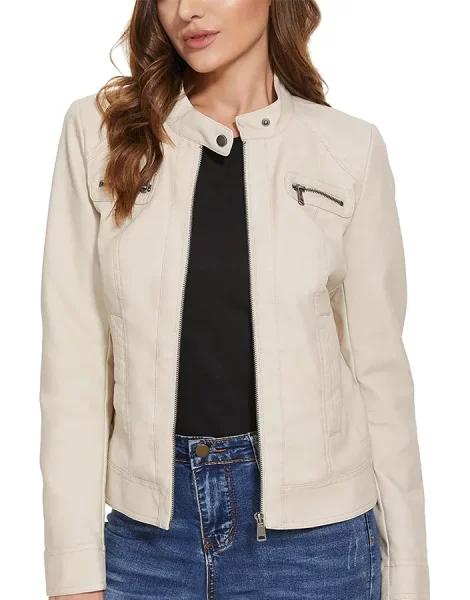slim fit leather moto jacket