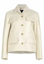 spread collar leather jacket