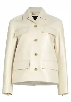 spread collar leather jacket