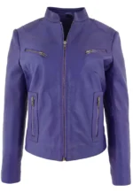 stand collar leather jacket