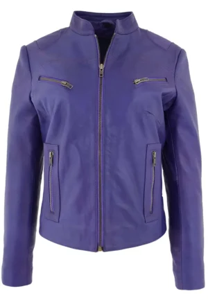 stand collar leather jacket