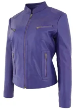 stand up collar leather jacket