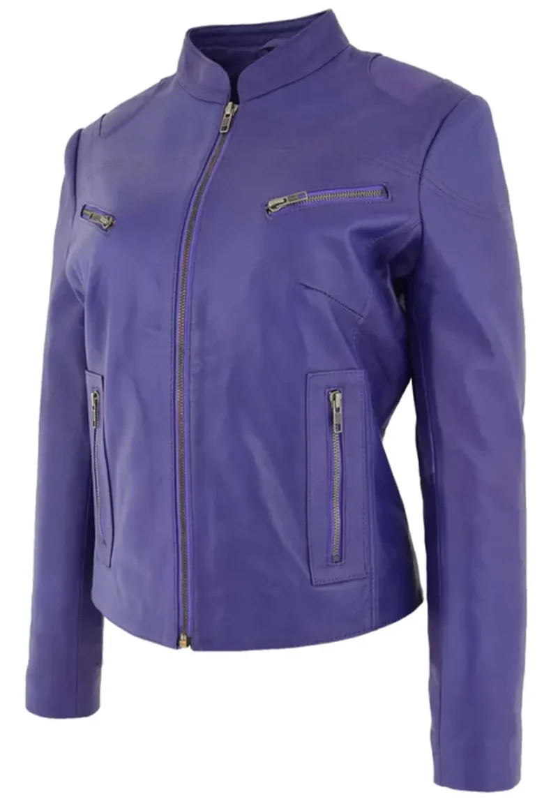 stand up collar leather jacket