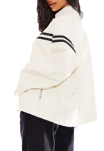 stripes leather jacket