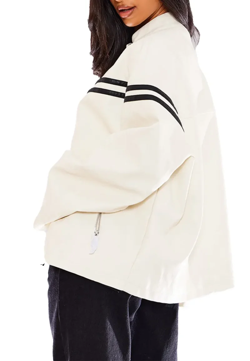 stripes leather jacket