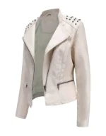studded shoulder leather jacket