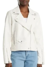white faux leather moto jacket
