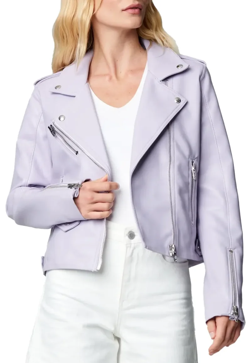 womens lilac leather jacket