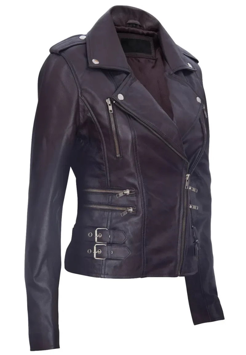 womens purple biker jacket