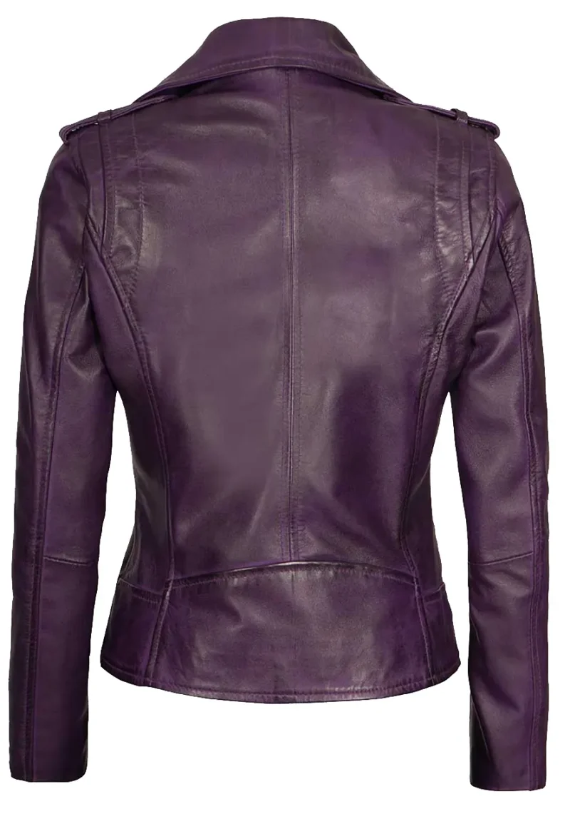 womens purple leather motorcycle jacket