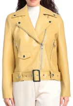 belted leather biker jacket