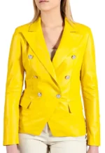 double breasted yellow blazer