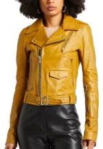 ladies mustard biker jacket