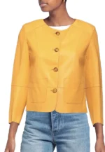 leather jacket round collar