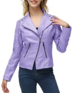 leather moto jacket women