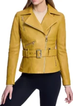 mustard color leather jacket