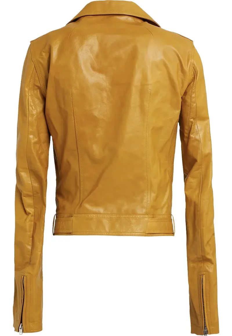 mustard yellow biker jacket