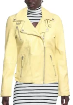 pale yellow biker jacket