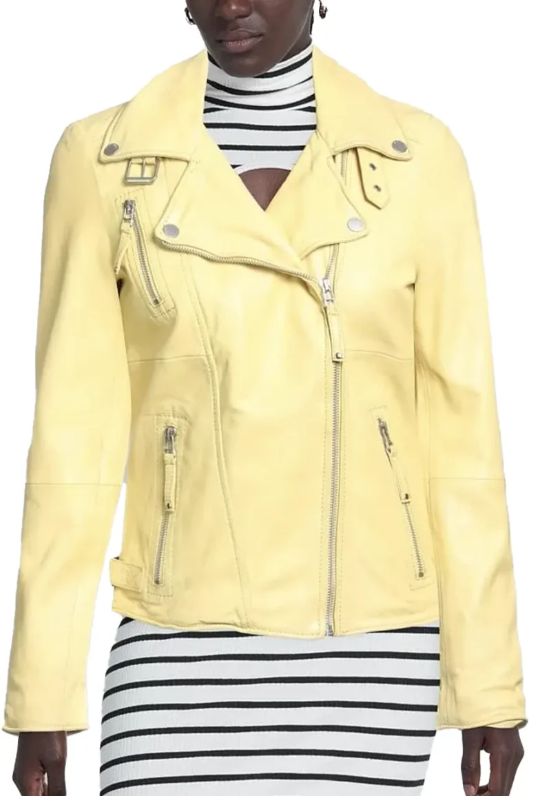 pale yellow biker jacket