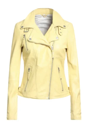 pale yellow leather jacket