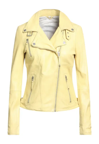 pale yellow leather jacket